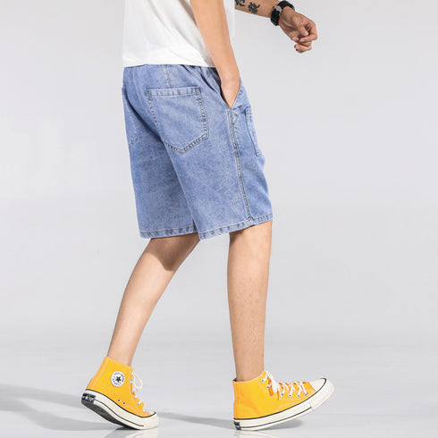 Loose Mid Waisted Plus Size Denim Shorts For Men