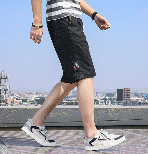 Loose Elasticity Comfy Plus Size Denim Shorts For Men