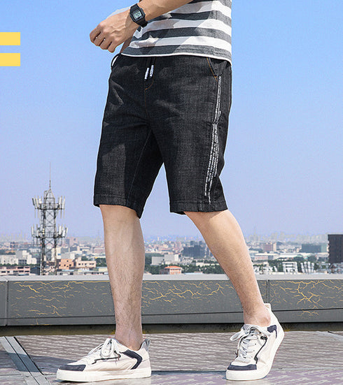 Loose Elasticity Comfy Plus Size Denim Shorts For Men