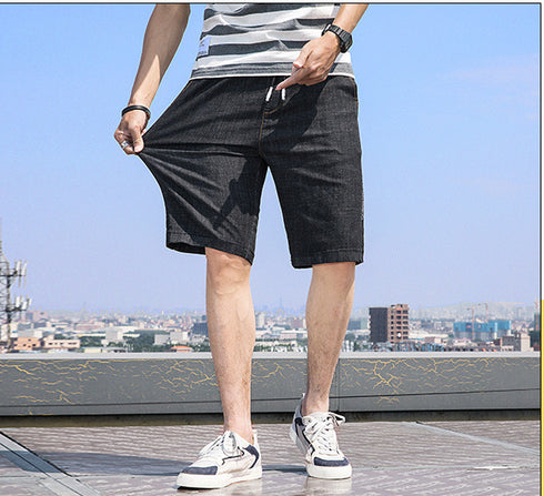 Loose Elasticity Comfy Plus Size Denim Shorts For Men