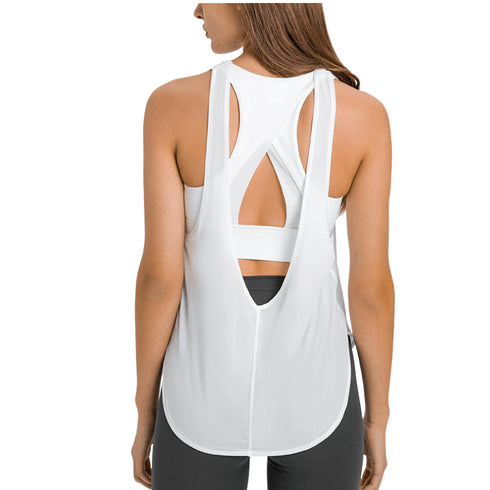 Women's Fake Two Piece Yoga Loose Sports Bra Tank