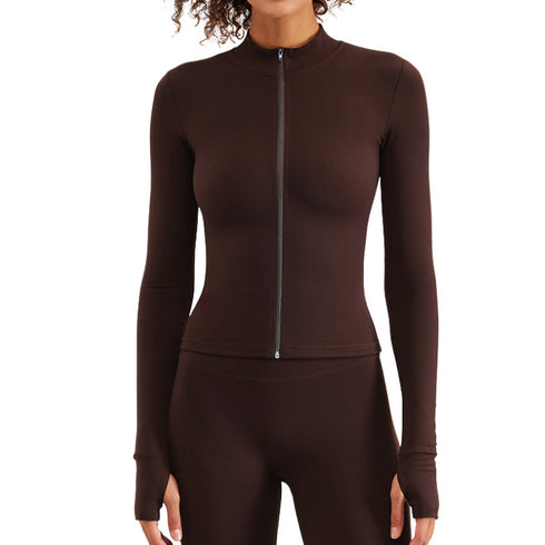 Women's Zipper Activewear Quick Dry Skinny Yoga Top