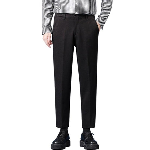 Relaxed Fit Pleated Dress Cropped Pants for Men