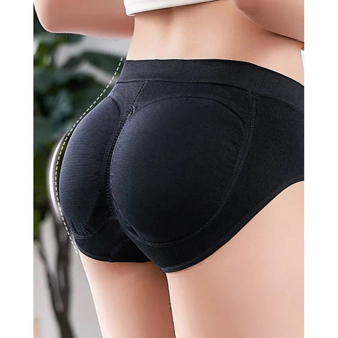 Women's Seamless Mid Waisted Panties Hip Pads Underwear