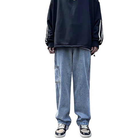 Fashion Baggy Men's Washed Casual Loose Denim Jeans