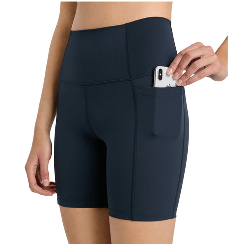 Women's Sport High Waist Side Pocket Skinny Yoga Shorts
