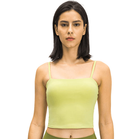 Women's Athletic Yoga Crop Spaghetti Strap Tank with Bra Pads