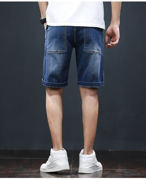 Fashion Simple Loose Plus Size Mid Waisted Men's Jean Shorts