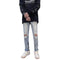 Men's Ripped Straight Fit Washed Denim Jeans
