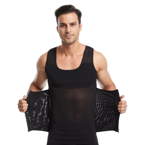 3 Rows Clasp Mesh Men's Shapewear Breathable Double Tank