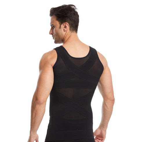 3 Rows Clasp Mesh Men's Shapewear Breathable Double Tank
