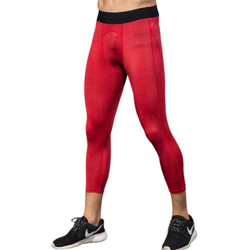 Men's Printing Running Skinny Stretchy Capri Pants