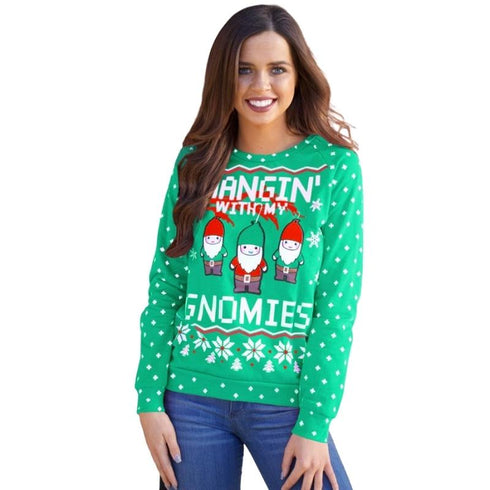 Christmas Print Women's Casual Long Sleeved Sweatshirt