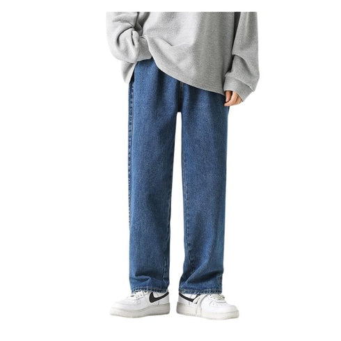 Vintage Men's Warm Loose Straight Denim Pants