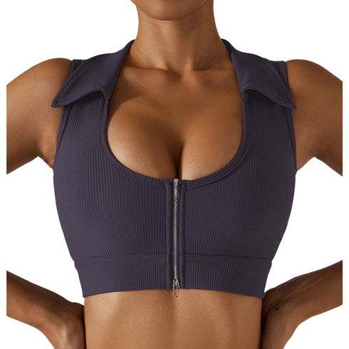 Women's Zipper Sexy Sports Bra Women's Yoga Tank