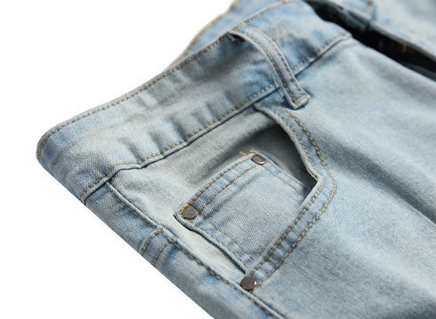 Basic Mid Waisted Men's Ripped Jeans Shorts Men's Jean Shorts