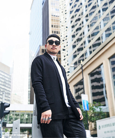 Big & Tall Men's Loose Open Front Cardigan Plus Size Sweater