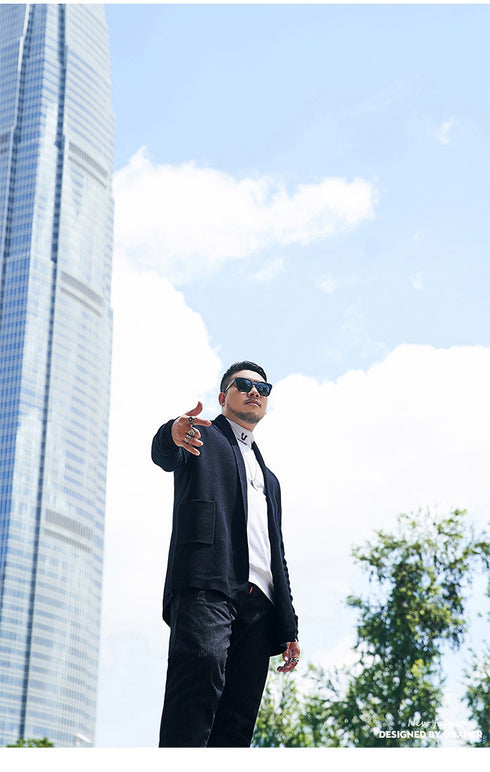 Big & Tall Men's Loose Open Front Cardigan Plus Size Sweater