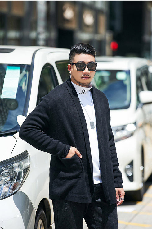 Big & Tall Men's Loose Open Front Cardigan Plus Size Sweater