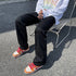 Black Men's Street Hip Hop Loose Straight Denim Jeans Pants