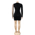Breathable Long Sleeve Deep V-neck Women's Bodycon Dresses