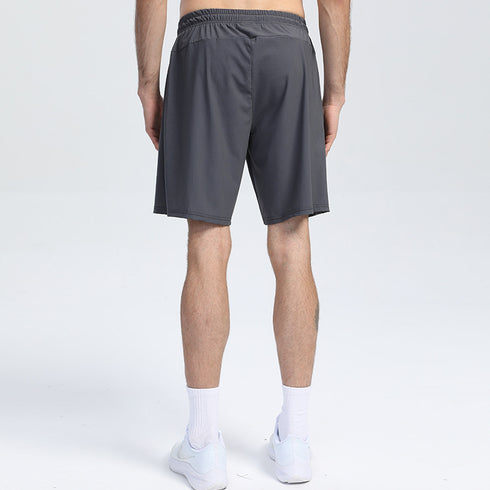 Breathable Men's Quick Dry Solid Shorts with Zip Pockets