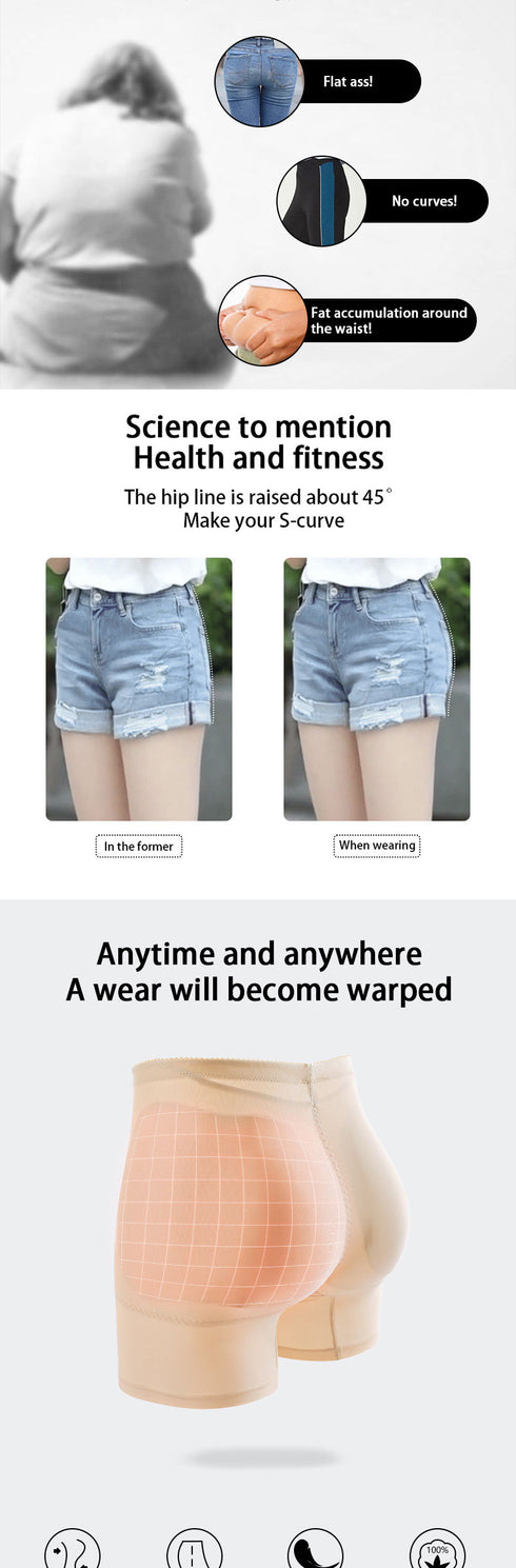 Breathable Mid Waisted Hip Pads Short Underwear for Women