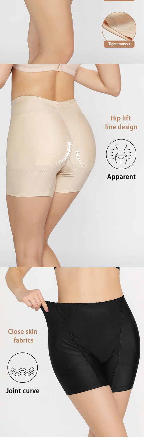 Breathable Mid Waisted Hip Pads Short Underwear for Women