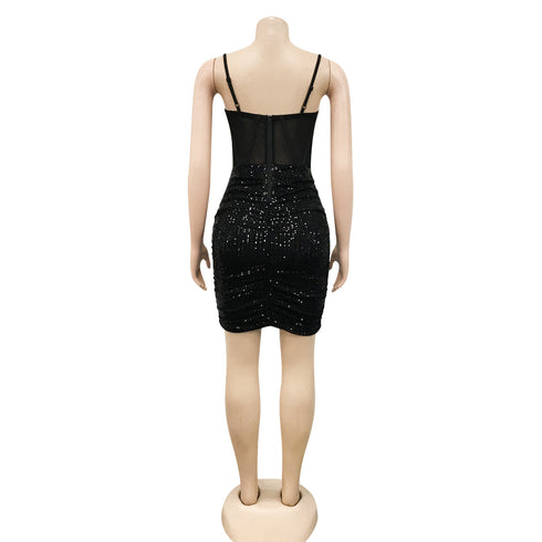 Breathable Spaghetti Strap Sequins Women's Bodycon Dresses