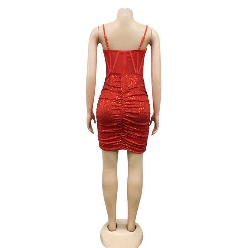 Breathable Spaghetti Strap Sequins Women's Bodycon Dresses