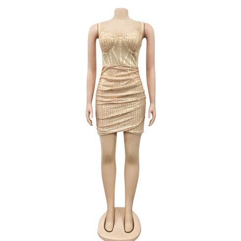 Breathable Spaghetti Strap Sequins Women's Bodycon Dresses
