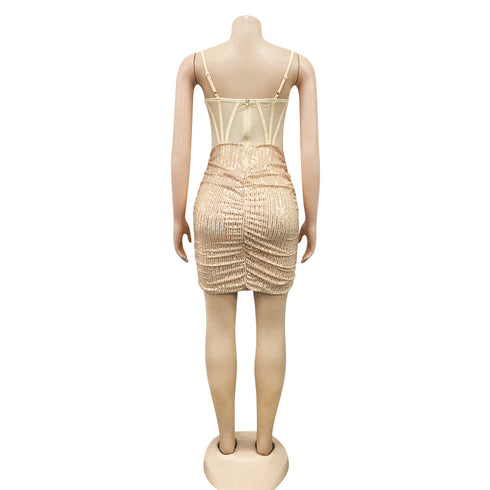 Breathable Spaghetti Strap Sequins Women's Bodycon Dresses