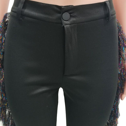Casual Dazzle Color Fringe Women's Street Trend Pants