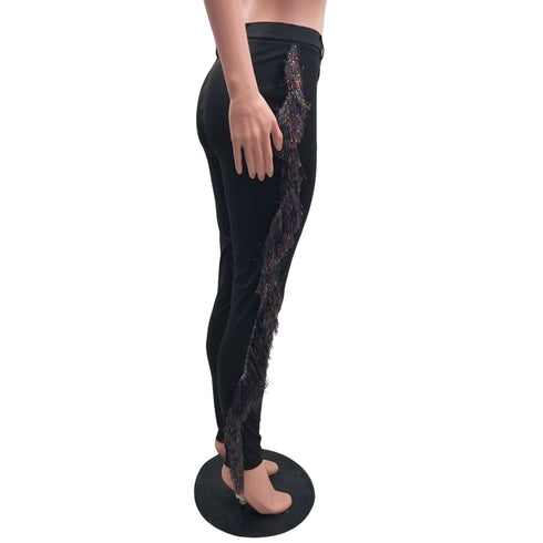 Casual Dazzle Color Fringe Women's Street Trend Pants