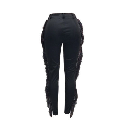 Casual Dazzle Color Fringe Women's Street Trend Pants