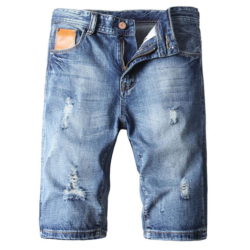 Casual Stretch Denim Mid Waisted Men's Denim Jean Shorts