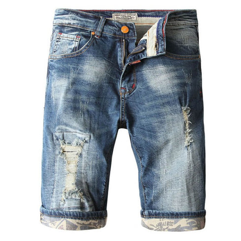 Casual Stretch Denim Mid Waisted Men's Denim Jean Shorts