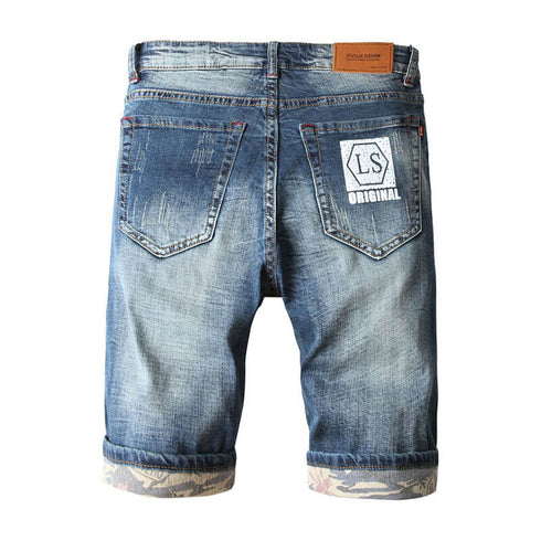 Casual Stretch Denim Mid Waisted Men's Denim Jean Shorts