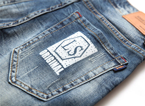 Casual Stretch Denim Mid Waisted Men's Denim Jean Shorts