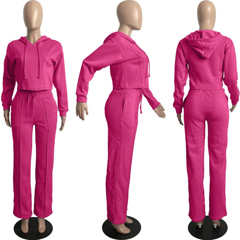 Casual Loose Women's Long Sleeve Hoodie Two Piece Outfits