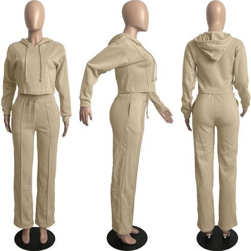 Casual Loose Women's Long Sleeve Hoodie Two Piece Outfits