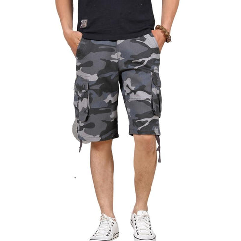 Casual Men's Camo Cargo Shorts with Multi-Pocket
