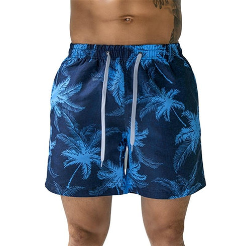 Casual Men's Quick Dry Printed Beach Shorts with Mesh Lining