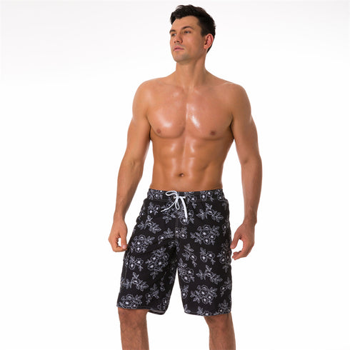 Casual Men's Quick Dry Printed Swim Trunks with Mesh Lining