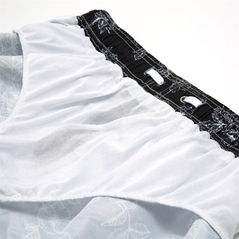 Casual Men's Quick Dry Printed Swim Trunks with Mesh Lining