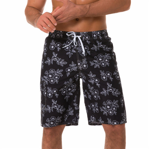 Casual Men's Quick Dry Printed Swim Trunks with Mesh Lining