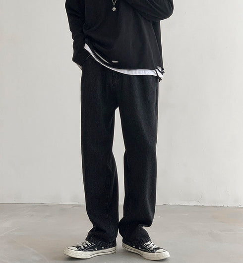 Casual Men's Straight Leg Fleece-Lined Denim Jeans