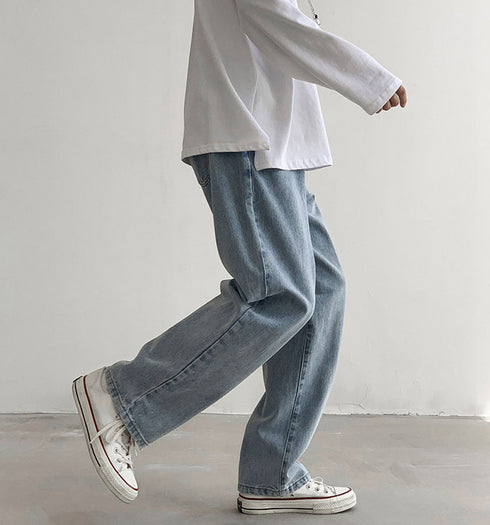 Casual Men's Straight Leg Fleece-Lined Denim Jeans