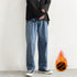 Casual Men's Straight Leg Fleece-Lined Denim Jeans