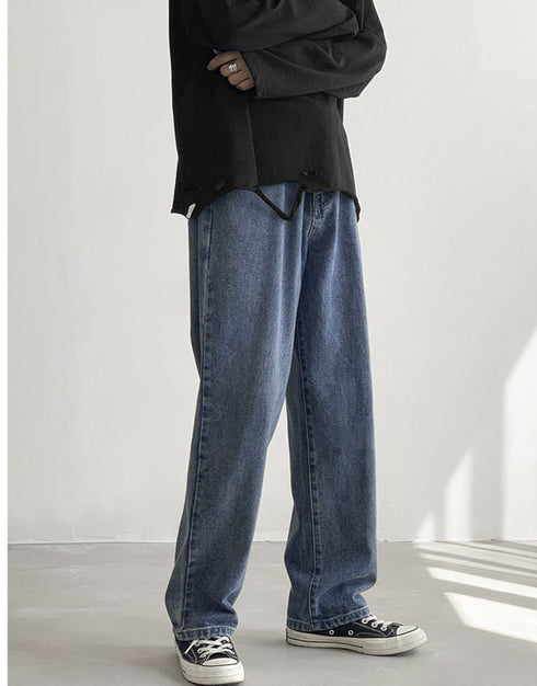 Casual Men's Straight Leg Fleece-Lined Denim Jeans